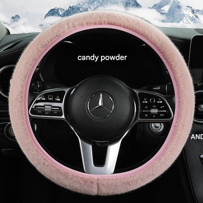 Charming multi-color faux fur steering wheel covers collection