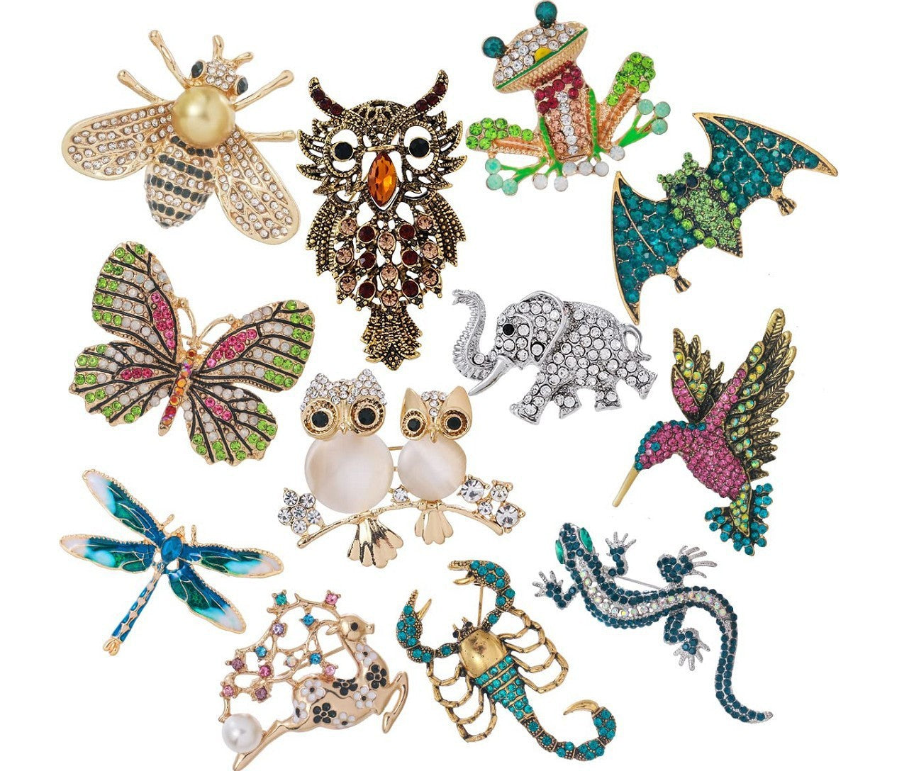 Collectible animal-themed brooch collection