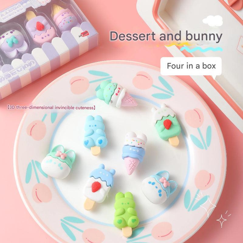 Bunny dessert eraser purple cupcake design