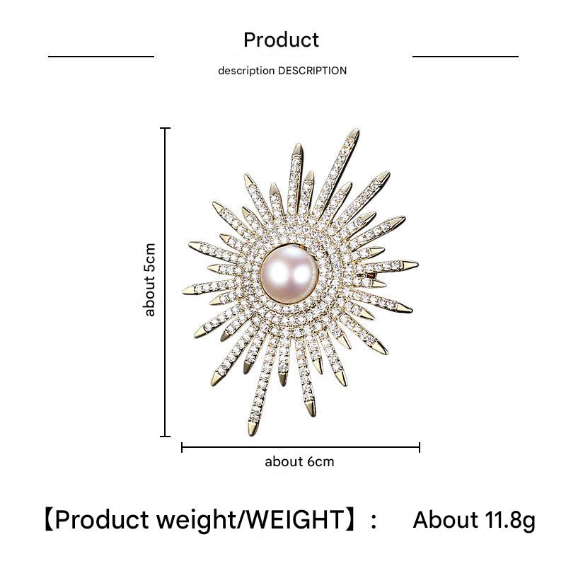 Floral Brooch Pin with Pearls - Image 1
