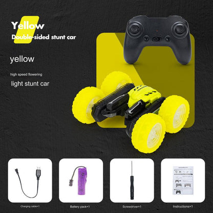 Stunt Remote Control Car - Dual-Sided Flipping RC Vehicle with Colorful LED Lights for Kids