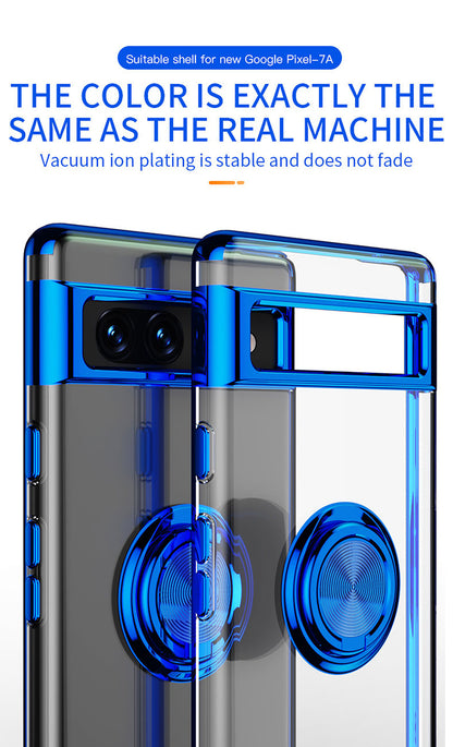 Durable TPU + Metal Protective Case for Google Pixel 6A/7A with Magnetic Stand and Ring Holder - Stylish and Functional