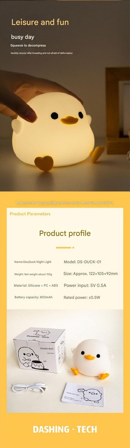 Silicone duck-shaped bedside lamp