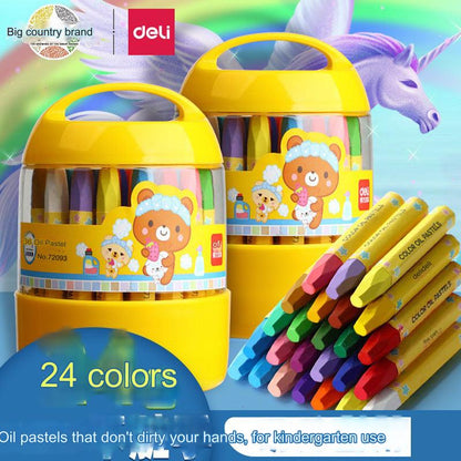 Vibrant Deli Oil Pastel Crayon Set - 24 Colors for Kids, Washable Art Supplies for Creative Learning