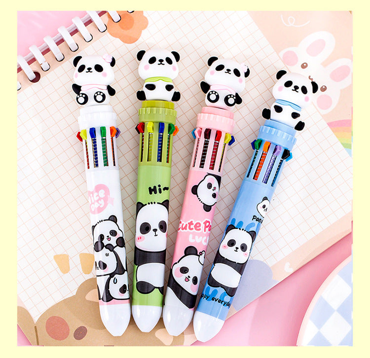 clip and button detail of panda multi-color pen