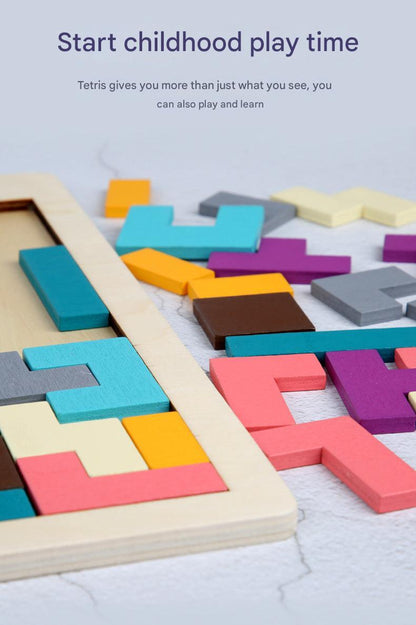 Wooden Tetris blocks