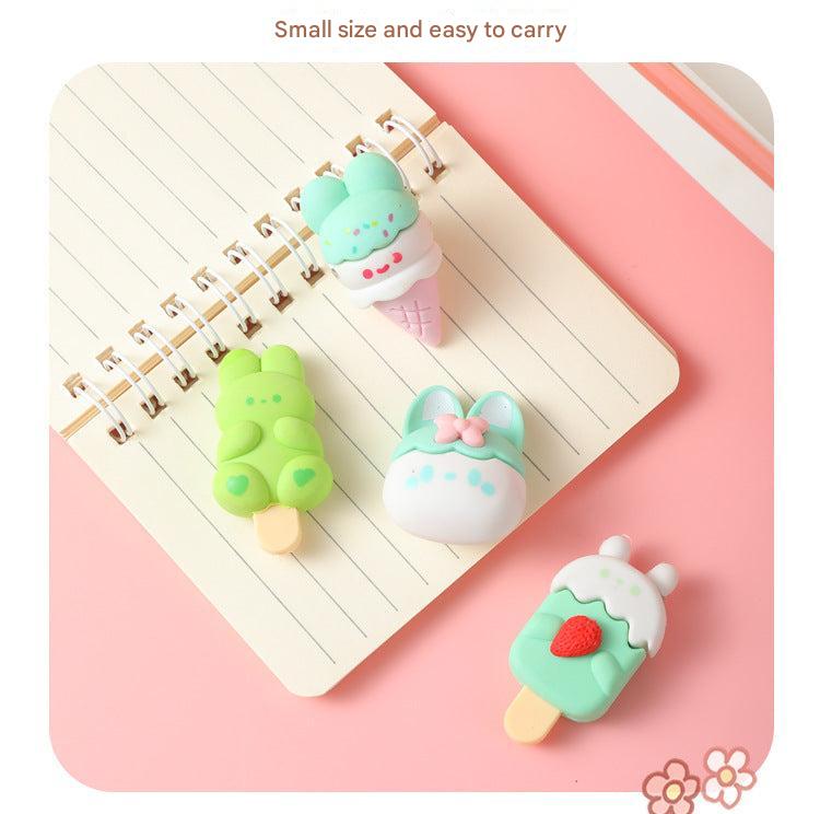 Cute bunny green cupcake eraser for children