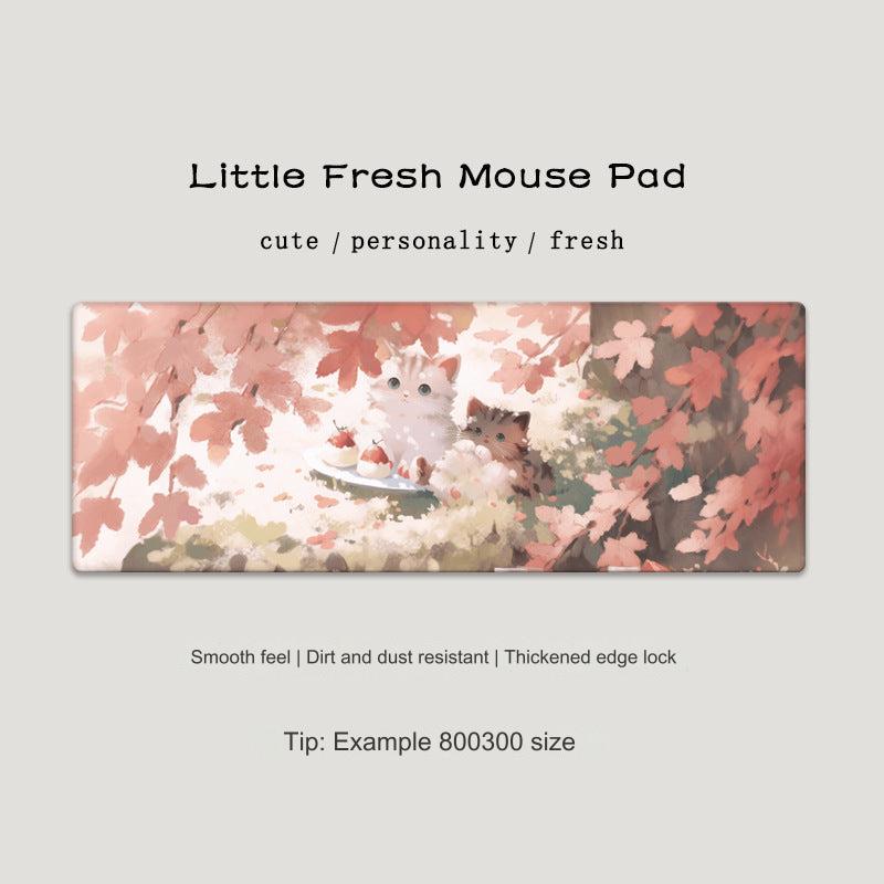 Cute Cat-Themed Non-Slip Gaming Mouse Pad - Large Desk Mat for Office and Home Use