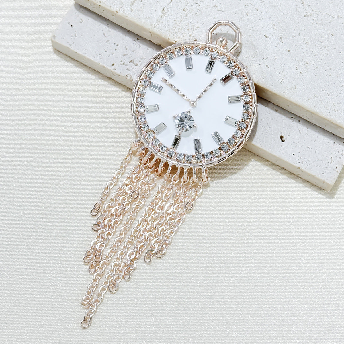 Elegant alloy clock design brooch