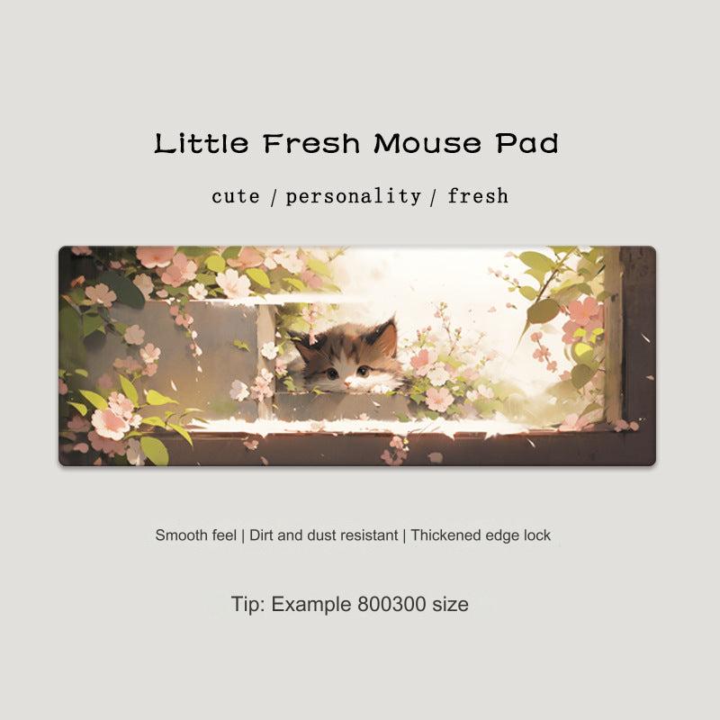 Cute Cat-Themed Non-Slip Gaming Mouse Pad - Large Desk Mat for Office and Home Use