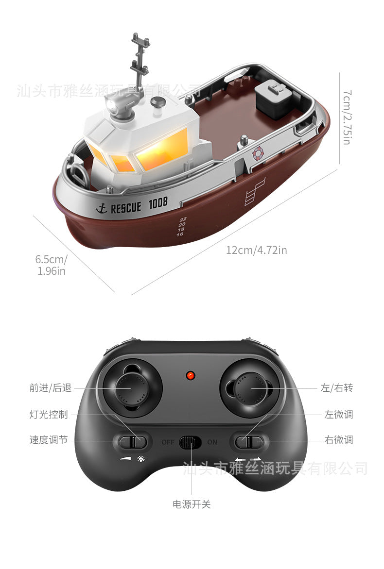 Remote Control Floating Boat Toy with Night Light – 2.4G RC Model for Kids