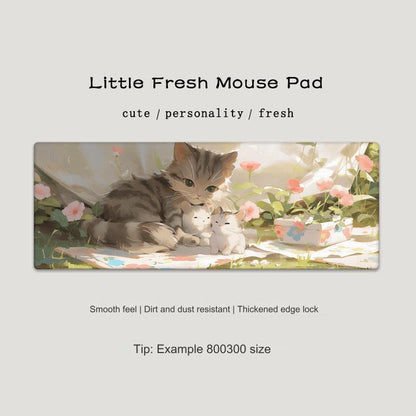 Cute Cat-Themed Non-Slip Gaming Mouse Pad - Large Desk Mat for Office and Home Use