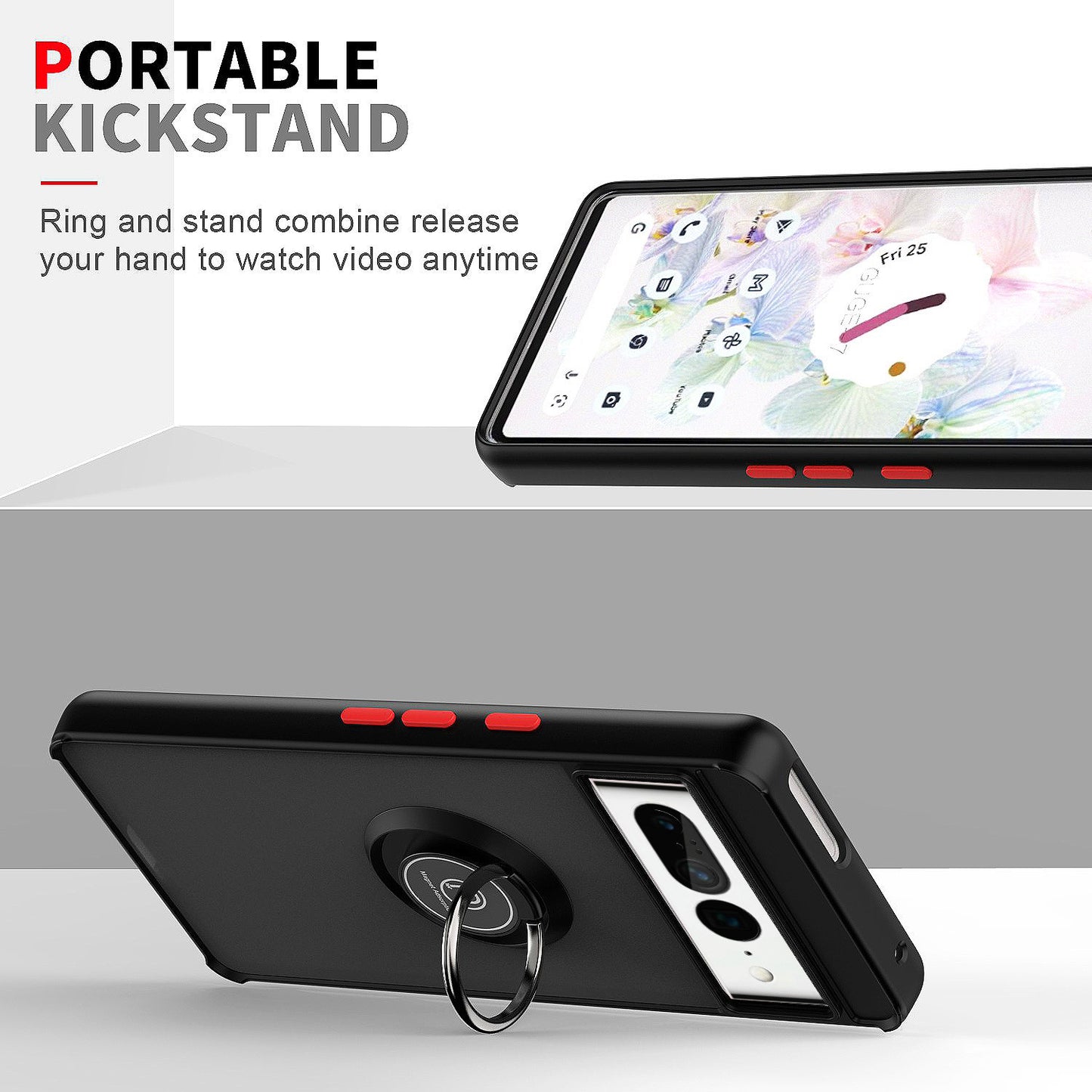 Magnetic Ring Stand Case for Google Pixel 6, 7, 8 & Pro - Full Protection - Sleek and Durable Design