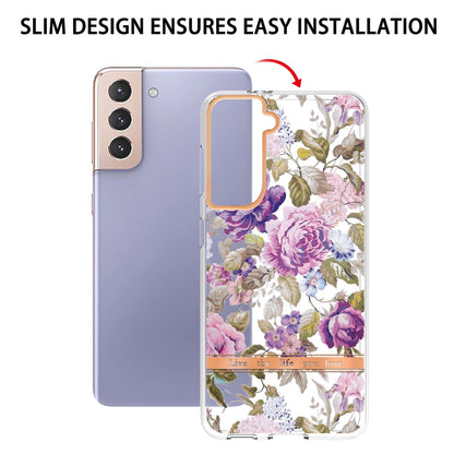 Stylish TPU + PC Protective Case for Samsung Galaxy S24 Series - Transparent Floral Design