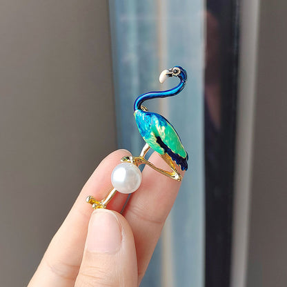 Green Enamel Animal Brooch for Women