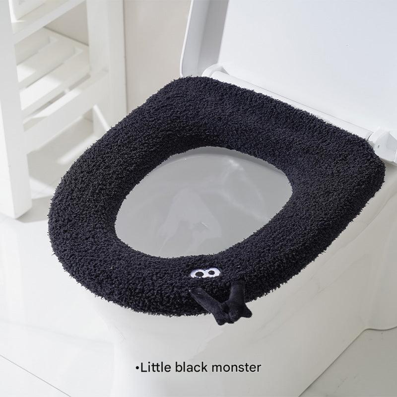 plush blue toilet seat cover with handle