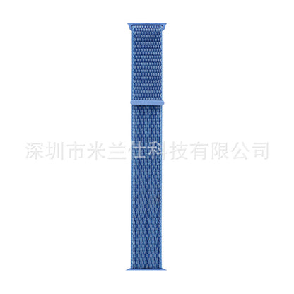 Stylish Nylon Braided Watch Band for Apple Watch - Compatible with Series 1-9 & Ultra - Adjustable Velcro Closure - Multiple Colors Available