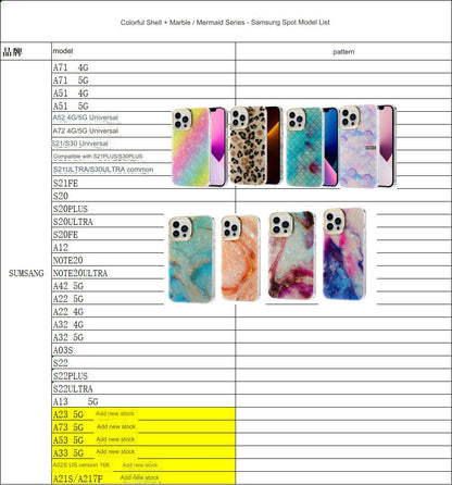 Sleek Marble Pattern iPhone & Samsung Case - Shockproof TPU & PC Design - Multiple Colors Available