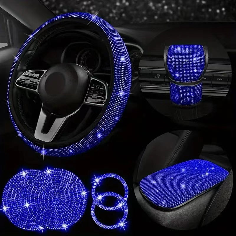 Stylish car armrest cushion with rhinestones