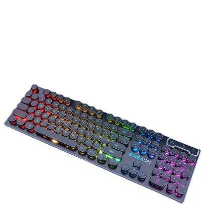 EWEADN GX330 Retro Punk Mechanical Gaming Keyboard & RGB Mouse Set - USB Wired, Ergonomic Design, 1600 DPI