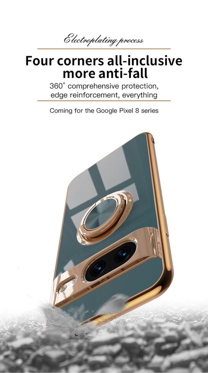 Premium Electroplated TPU Case for Google Pixel 8/8A/9 - Stylish & Durable Protection with Kickstand and Magnetic Car Mount Compatibility