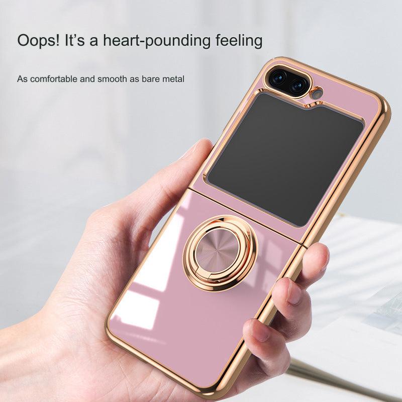 Samsung Galaxy Z Flip 6 Copper Plated Ring Stand Magnetic Phone Case - Shockproof & Fingerprint Resistant