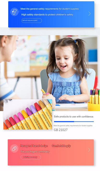 Vibrant Deli Oil Pastel Crayon Set - 24 Colors for Kids, Washable Art Supplies for Creative Learning