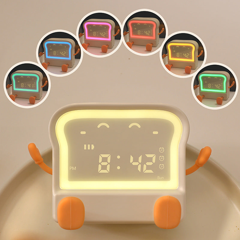 glowing night light feature on cartoon alarm clock