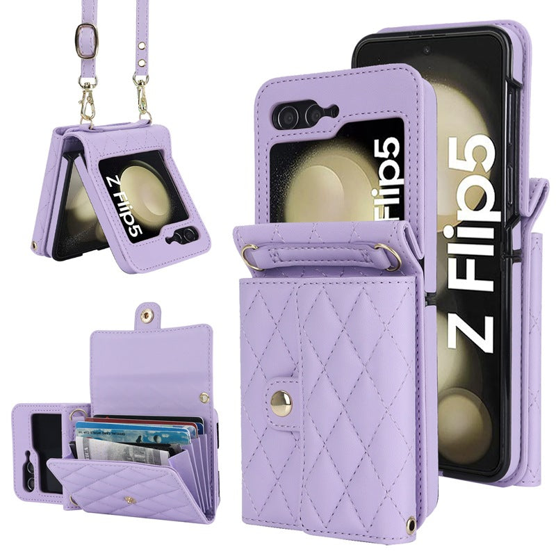 Stylish Protective Wallet Case for Samsung Z Flip Series - Multi-Color Crossbody Design