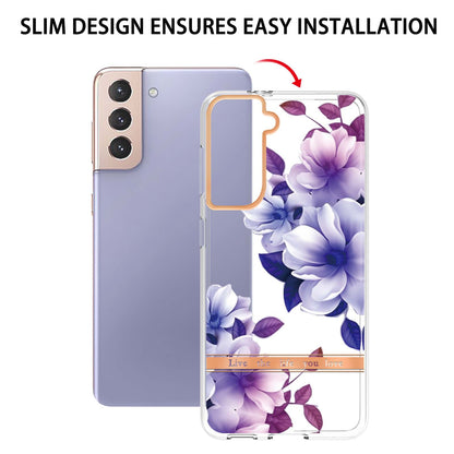 Stylish TPU + PC Protective Case for Samsung Galaxy S24 Series - Transparent Floral Design