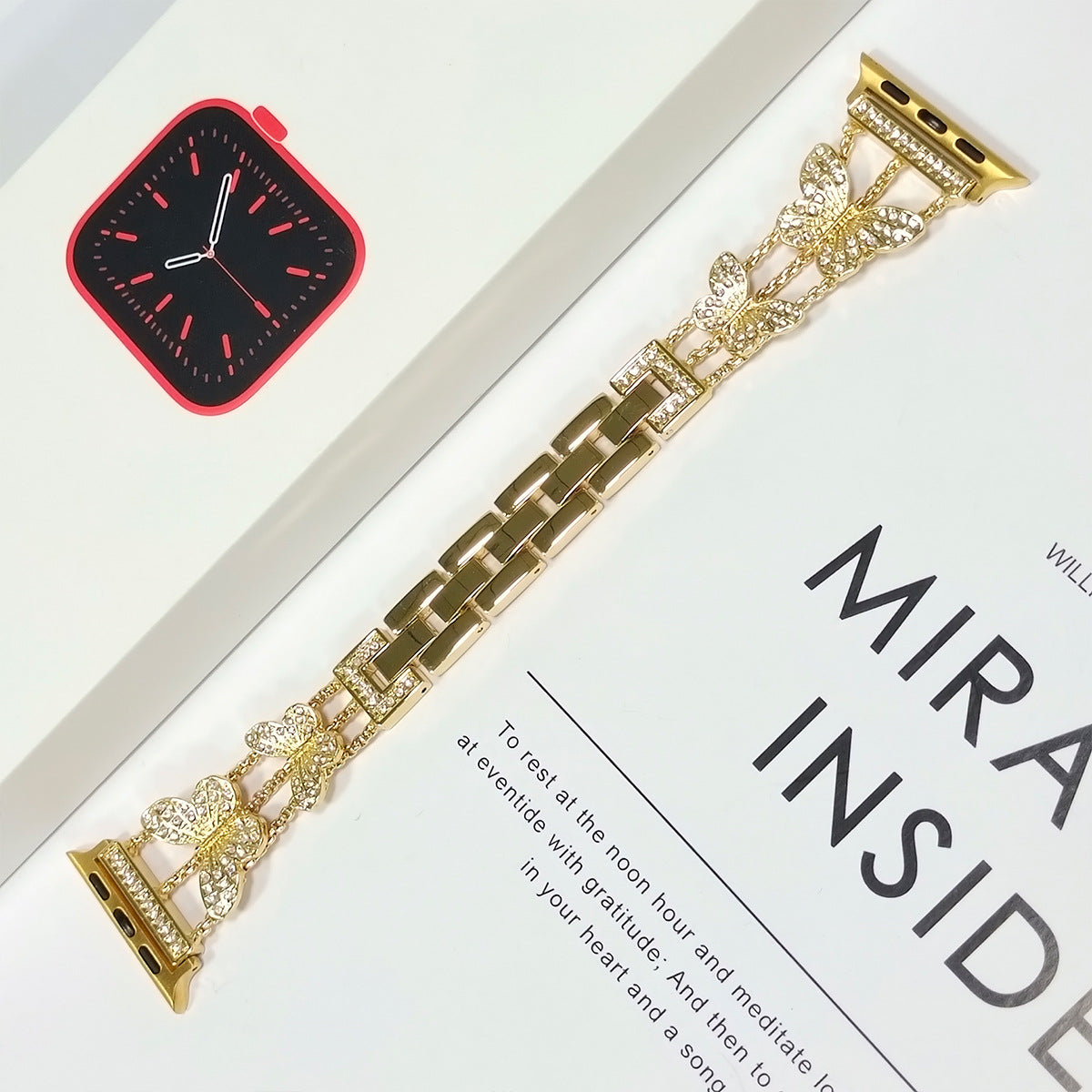 Fashionable Rhinestone-Embellished Metal Band for Apple Watch Series 9 & All Models - Adjustable Sizes