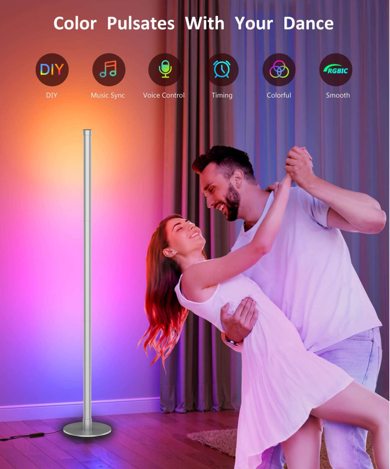 Modern RGB corner floor lamp with remote control