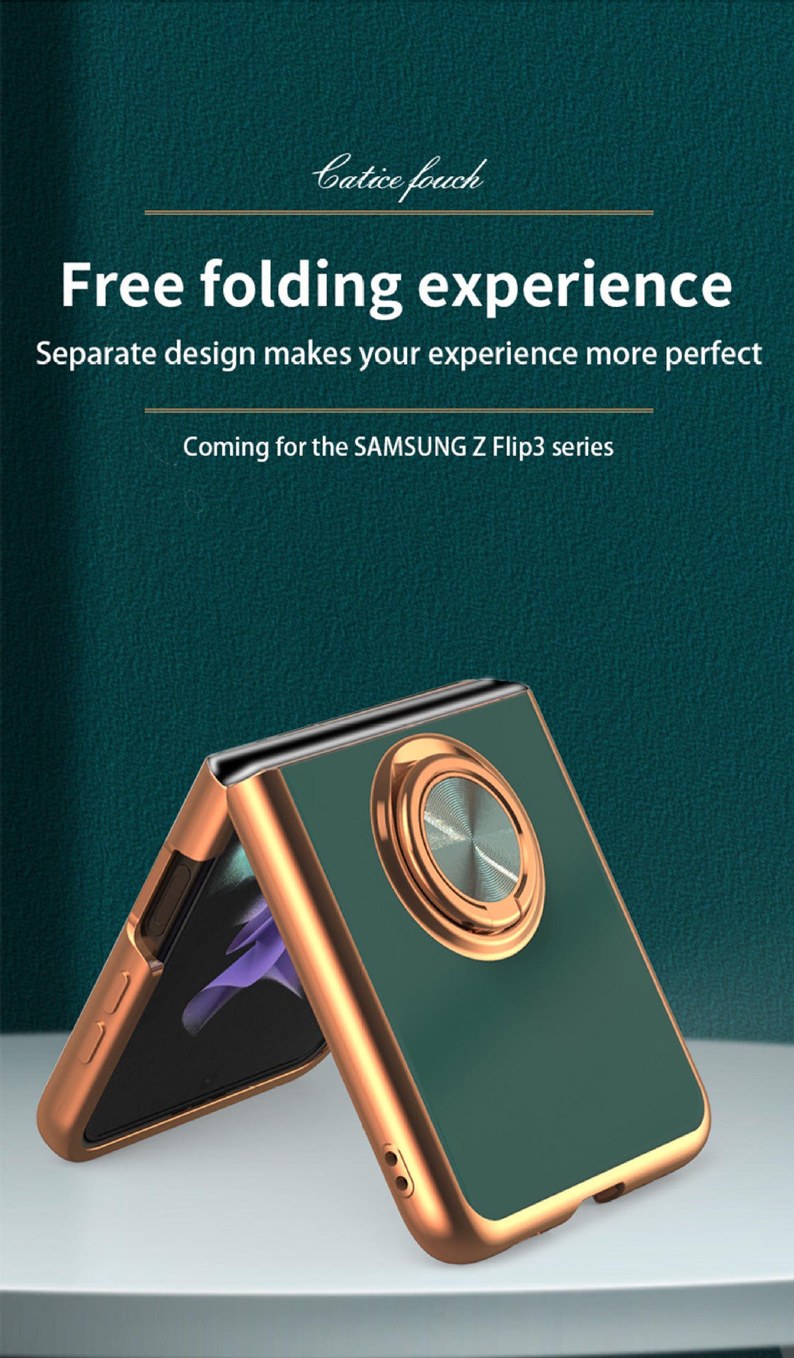 Samsung Galaxy Z Flip 6 Copper Plated Ring Stand Magnetic Phone Case - Shockproof & Fingerprint Resistant