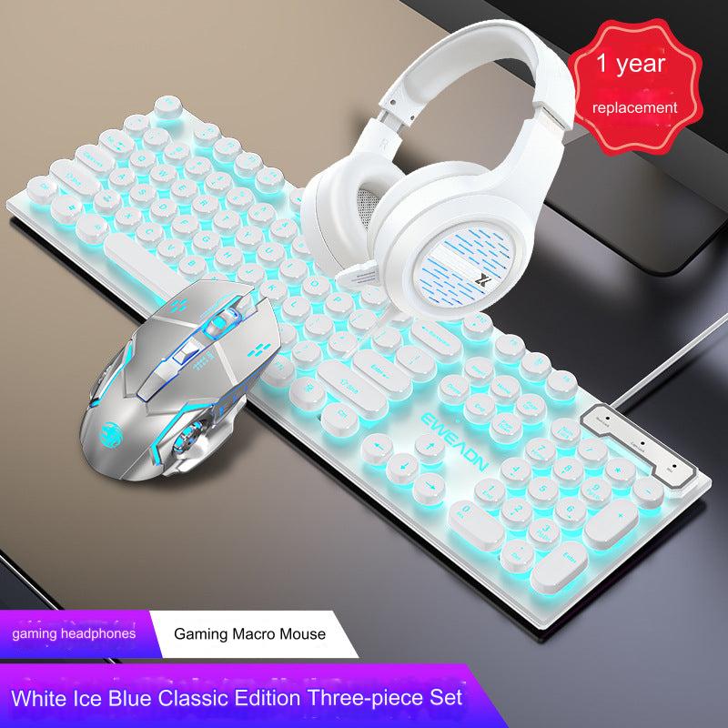 EWEADN GX330 Retro Punk Mechanical Gaming Keyboard & RGB Mouse Set - USB Wired, Ergonomic Design, 1600 DPI