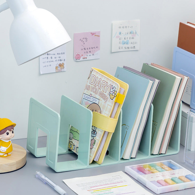 angled view multi-compartment book stand