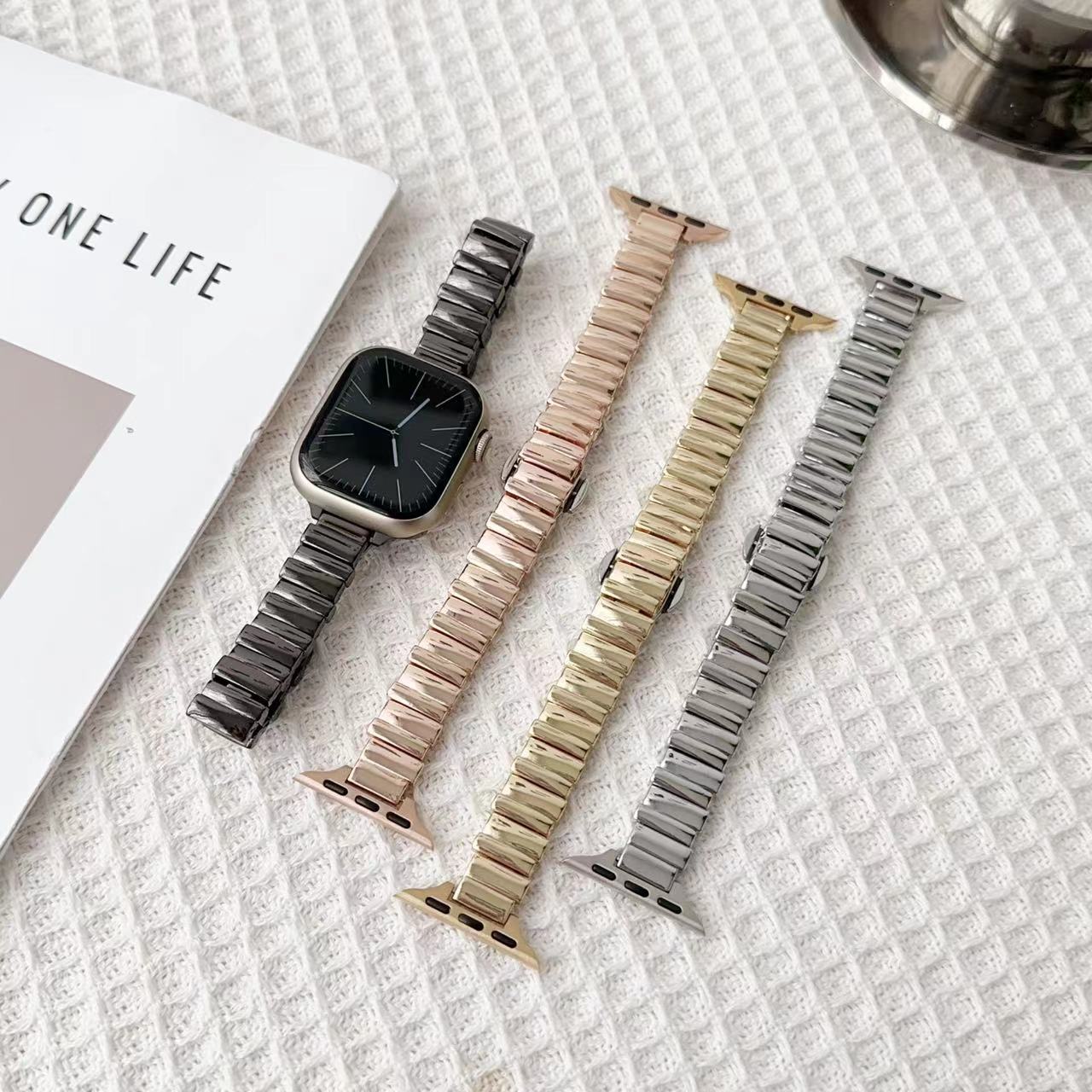 Stylish Irregular Metal Square Apple Watch Bands - Compatible with All Models