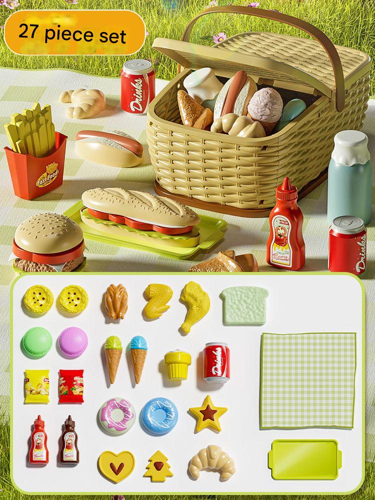 plastic toy food assortment with pushcart